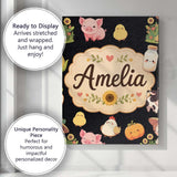 Personalised Name Cute Farm Girl Animals Custom  Unique Gift Idea Elegant Feature Canvas Wall Art Print Decor Picture Ready to Hang