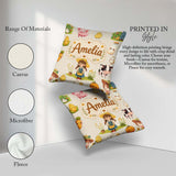 Custom Name Farm Girl Animals Harvest Seamless Cream Background Square Filled Cushion Throw Pillow Sofa Bed Home Decor Zip Washable UK Made