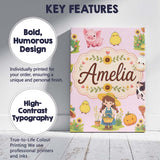 Personalised Name Cute Farm Girl Animals Custom  Unique Gift Idea Elegant Feature Canvas Wall Art Print Decor Picture Ready to Hang