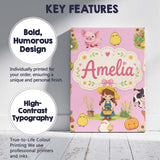 Personalised Name Cute Farm Girl Animals Custom  Unique Gift Idea Elegant Feature Canvas Wall Art Print Decor Picture Ready to Hang