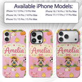 Cute Farm Girl Animals Harvest Seamless Pattern Custom Name Protective Phone Case Mobile Cover Durable Everyday Smartphone Shock Resistant