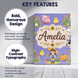 Personalised Name Cute Farm Girl Animals Custom  Unique Gift Idea Elegant Feature Canvas Wall Art Print Decor Picture Ready to Hang