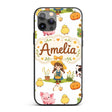 Cute Farm Girl Animals Harvest Seamless Pattern Custom Name Protective Phone Case Mobile Cover Durable Everyday Smartphone Shock Resistant