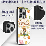 Cute Farm Girl Animals Harvest Seamless Pattern Custom Name Protective Phone Case Mobile Cover Durable Everyday Smartphone Shock Resistant