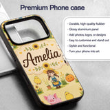 Cute Farm Girl Animals Harvest Seamless Pattern Custom Name Protective Phone Case Mobile Cover Durable Everyday Smartphone Shock Resistant