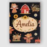 Personalised Name Cute Autumn Scarecrow Custom  Modern Room Accent Elegant Feature Canvas Wall Art Print Decor Picture Ready to Hang