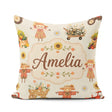 Custom Name Autumn Scarecrow Barn Flowers Seamless Pattern Cream Square Filled Cushion Throw Pillow Sofa Bed Home Decor Zip Washable UK Made