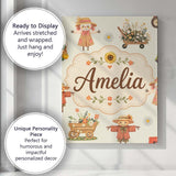 Personalised Name Cute Autumn Scarecrow Custom  Modern Room Accent Elegant Feature Canvas Wall Art Print Decor Picture Ready to Hang
