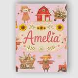 Personalised Name Cute Autumn Scarecrow Custom  Modern Room Accent Elegant Feature Canvas Wall Art Print Decor Picture Ready to Hang