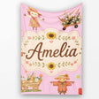 Cute Autumn Scarecrow Barn Flowers Seamless Pattern Rose Background  Personalised Custom Name Super Soft Fleece Blanket Bed Sofa Throw