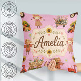 Custom Name Autumn Barn Flowers Seamless Pattern Rose Background Square Filled Cushion Throw Pillow Sofa Bed Home Decor Zip Washable UK Made