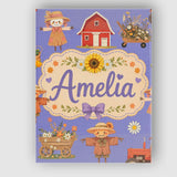 Personalised Name Cute Autumn Scarecrow Custom  Modern Room Accent Elegant Feature Canvas Wall Art Print Decor Picture Ready to Hang