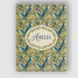 Personalised Name Teal Yellow Bird Botanical Branch Seamless Pattern Custom  Home Canvas Wall Art Print Decor Picture Ready to Hang