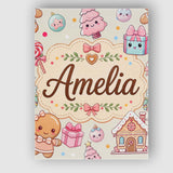 Personalised Name Cute Christmas Gingerbread Custom Bespoke  Contemporary Display Canvas Wall Art Print Decor Picture Ready to Hang