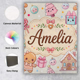 Personalised Name Cute Christmas Gingerbread Custom Bespoke  Contemporary Display Canvas Wall Art Print Decor Picture Ready to Hang