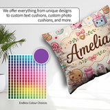 Custom Name Cute Christmas Gingerbread Candy House Pattern Cream Square Filled Cushion Throw Pillow Sofa Bed Home Decor Zip Washable UK Made