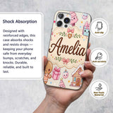 Cute Christmas Gingerbread Candy Printed Design Custom Name Protective Phone Case Mobile Cover Durable Everyday Smartphone Shock Resistant