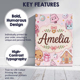 Personalised Name Cute Christmas Gingerbread Custom Bespoke  Contemporary Display Canvas Wall Art Print Decor Picture Ready to Hang