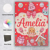 Personalised Name Cute Christmas Gingerbread Custom Bespoke  Contemporary Display Canvas Wall Art Print Decor Picture Ready to Hang