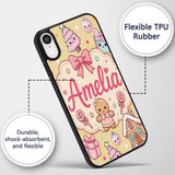 Cute Christmas Gingerbread Candy House Gifts Custom Name Protective Phone Case Mobile Cover Durable Everyday Smartphone Shock Resistant