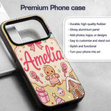 Cute Christmas Gingerbread Candy House Gifts Custom Name Protective Phone Case Mobile Cover Durable Everyday Smartphone Shock Resistant