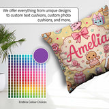 Custom Name Christmas Candy House Gifts Seamless Pattern Yellow Square Filled Cushion Throw Pillow Sofa Bed Home Decor Zip Washable UK Made