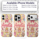 Cute Christmas Gingerbread Candy House Gifts Custom Name Protective Phone Case Mobile Cover Durable Everyday Smartphone Shock Resistant