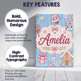 Personalised Name Cute Christmas Gingerbread Custom Bespoke  Contemporary Display Canvas Wall Art Print Decor Picture Ready to Hang