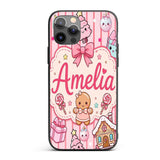 Cute Christmas Gingerbread Candy House Gifts Custom Name Protective Phone Case Mobile Cover Durable Everyday Smartphone Shock Resistant