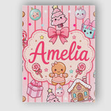Personalised Name Cute Christmas Gingerbread Custom Bespoke  Contemporary Display Canvas Wall Art Print Decor Picture Ready to Hang