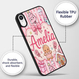 Cute Christmas Gingerbread Candy House Gifts Custom Name Protective Phone Case Mobile Cover Durable Everyday Smartphone Shock Resistant