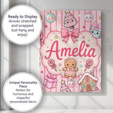 Personalised Name Cute Christmas Gingerbread Custom Bespoke  Contemporary Display Canvas Wall Art Print Decor Picture Ready to Hang