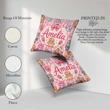 Custom Name Cute Christmas Candy House Gifts Pattern Pink Stripe Square Filled Cushion Throw Pillow Sofa Bed Home Decor Zip Washable UK Made
