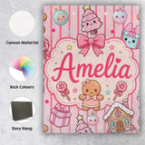 Personalised Name Cute Christmas Gingerbread Custom Bespoke  Contemporary Display Canvas Wall Art Print Decor Picture Ready to Hang