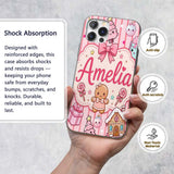 Cute Christmas Gingerbread Candy House Gifts Custom Name Protective Phone Case Mobile Cover Durable Everyday Smartphone Shock Resistant