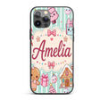 Cute Christmas Gingerbread Candy House Gifts Custom Name Protective Phone Case Mobile Cover Durable Everyday Smartphone Shock Resistant