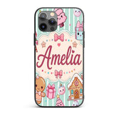 Cute Christmas Gingerbread Candy House Gifts Custom Name Protective Phone Case Mobile Cover Durable Everyday Smartphone Shock Resistant