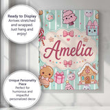 Personalised Name Cute Christmas Gingerbread Custom Bespoke  Contemporary Display Canvas Wall Art Print Decor Picture Ready to Hang