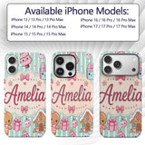 Cute Christmas Gingerbread Candy House Gifts Custom Name Protective Phone Case Mobile Cover Durable Everyday Smartphone Shock Resistant