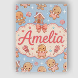 Personalised Name Cute Christmas Gingerbread Custom Bespoke  Contemporary Display Canvas Wall Art Print Decor Picture Ready to Hang