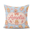 Custom Name Christmas Gingerbread Candy House Gifts Pattern Blue Square Filled Cushion Throw Pillow Sofa Bed Home Decor Zip Washable UK Made