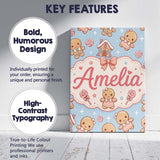 Personalised Name Cute Christmas Gingerbread Custom Bespoke  Contemporary Display Canvas Wall Art Print Decor Picture Ready to Hang