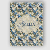 Personalised Name Blue Jay Bird Berry Branch Seamless Pattern Winter Custom  Home Canvas Wall Art Print Decor Picture Ready to Hang
