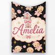 Cute Christmas Gingerbread Candy House Gifts Seamless Pattern Black  Personalised Custom Name Super Soft Fleece Blanket Bed Sofa Throw