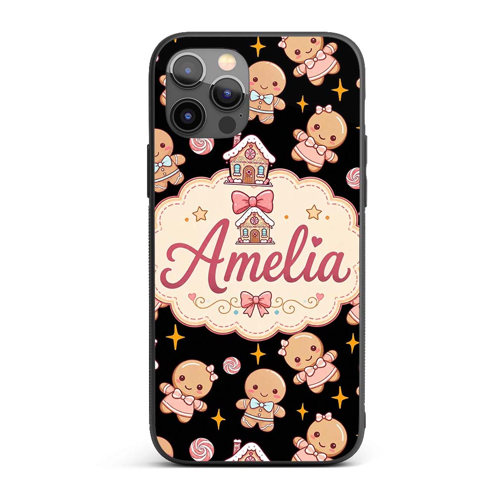 Cute Christmas Gingerbread Candy House Gifts Custom Name Protective Phone Case Mobile Cover Durable Everyday Smartphone Shock Resistant