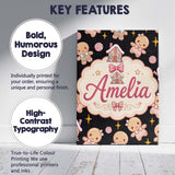 Personalised Name Cute Christmas Gingerbread Custom Bespoke  Contemporary Display Canvas Wall Art Print Decor Picture Ready to Hang