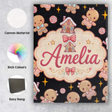 Personalised Name Cute Christmas Gingerbread Custom Bespoke  Contemporary Display Canvas Wall Art Print Decor Picture Ready to Hang