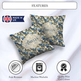 Custom Name Blue Jay Bird Berry Branch Seamless Winter Botanical Square Filled Cushion Throw Pillow Sofa Bed Home Decor Zip Washable UK Made