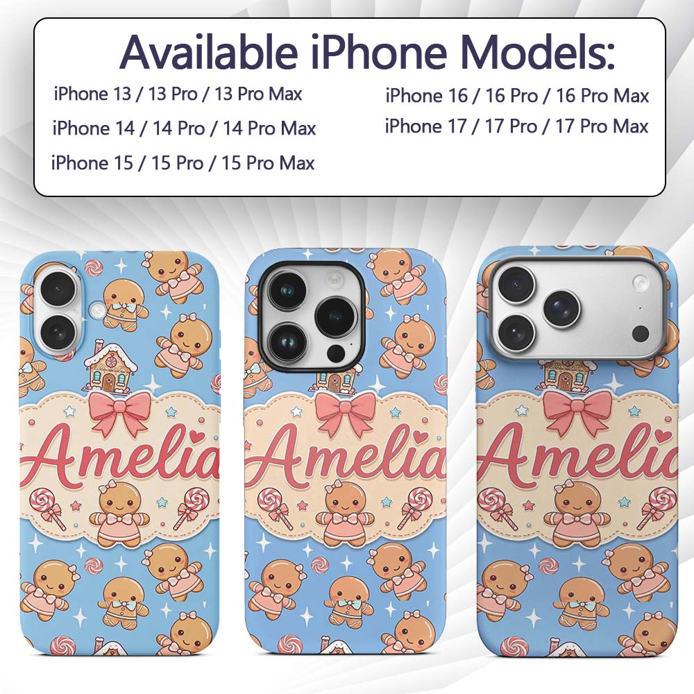 Cute Christmas Gingerbread Candy House Gifts Custom Name Protective Phone Case Mobile Cover Durable Everyday Smartphone Shock Resistant