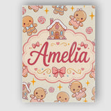 Personalised Name Cute Christmas Gingerbread Custom Bespoke  Contemporary Display Canvas Wall Art Print Decor Picture Ready to Hang